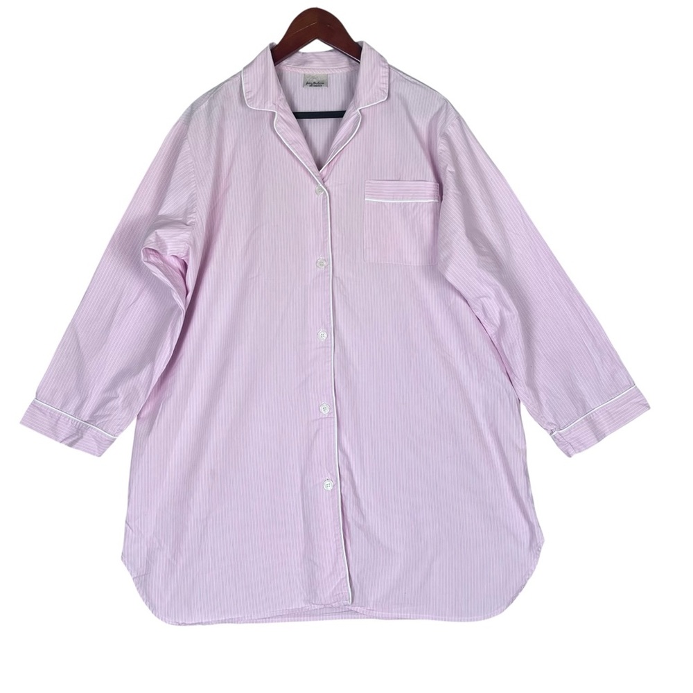 Sleepshirt Pink White Pinstripe Womens Large Pajamas Feminine Jenny Buchanan